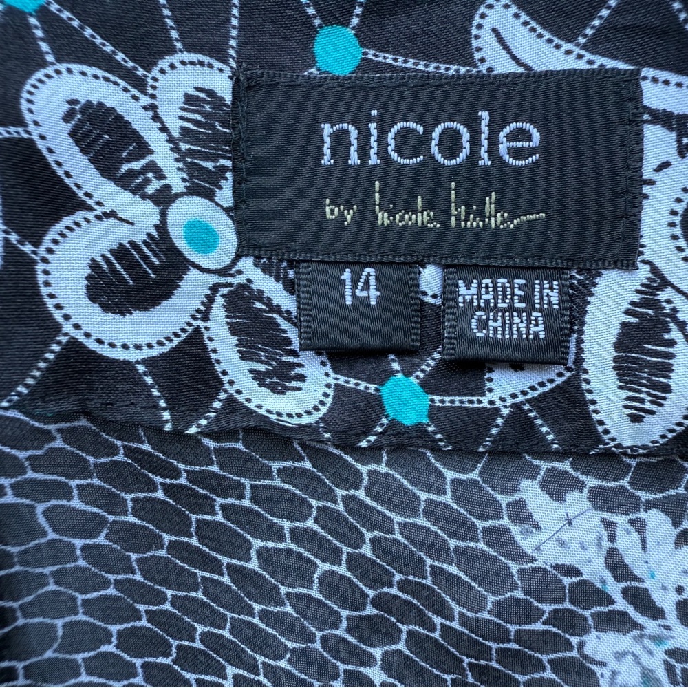 Nicole by Nicole Miller Black Floral Peplum Sleeveless Blouse Y2K Babydoll | 14 - Picture 3 of 16